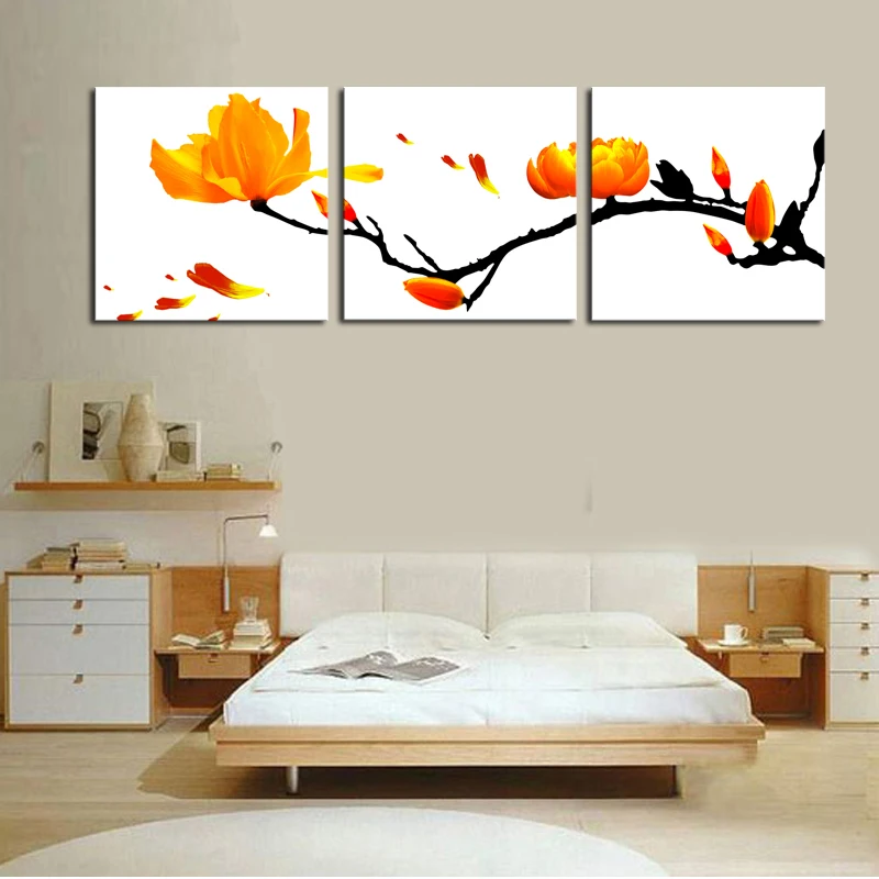 Картина без рамы 3 панели современная масляная настенная с цветами для украшения