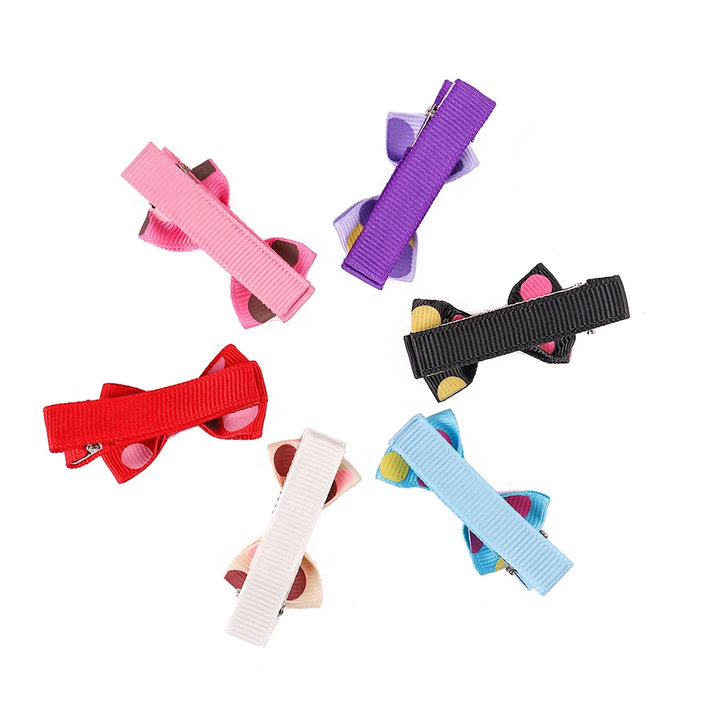 Mini Dogs Bow Hairgrips Hair Clips Girls Coloful Big Spot Whole Wrapped Safety Kids Hairpins Accessories | Дом и сад