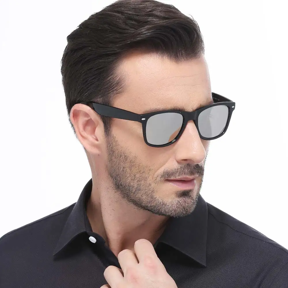 Мужские классические солнцезащитные очки Raydem синие зеркальные поляризационные