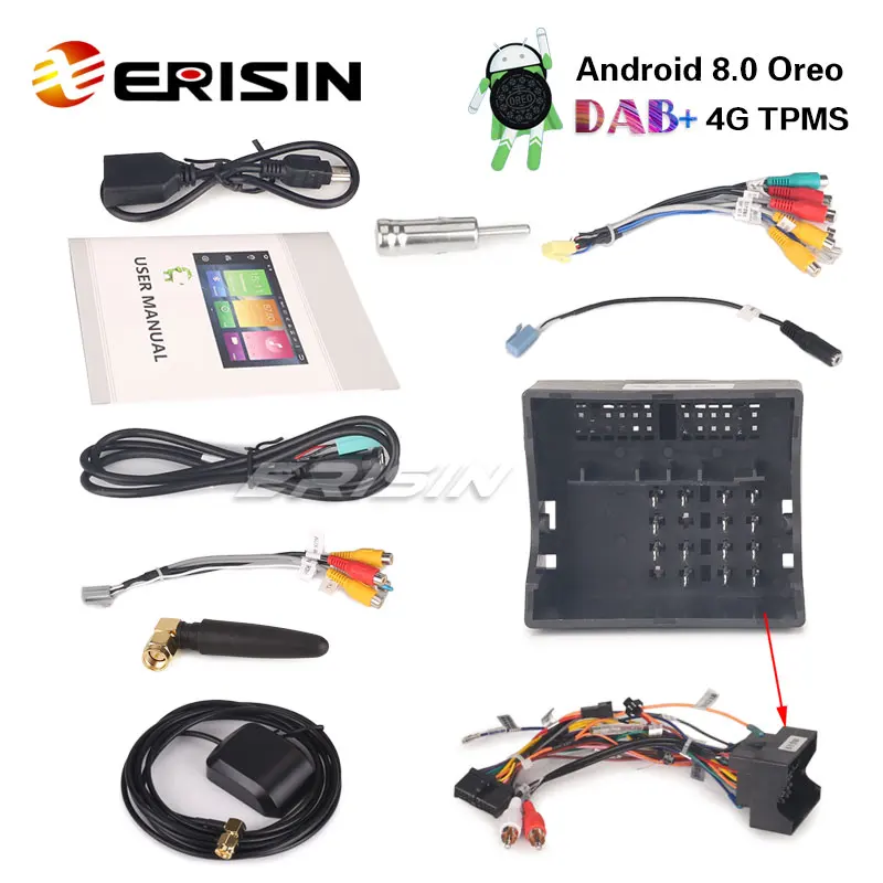Автомобильный DVD Радио Erisin ES7431FB 7 &quotAndroid 8 0 gps DVB-T2 передатчик DAB + TPMS для Ford Galaxy Focus |