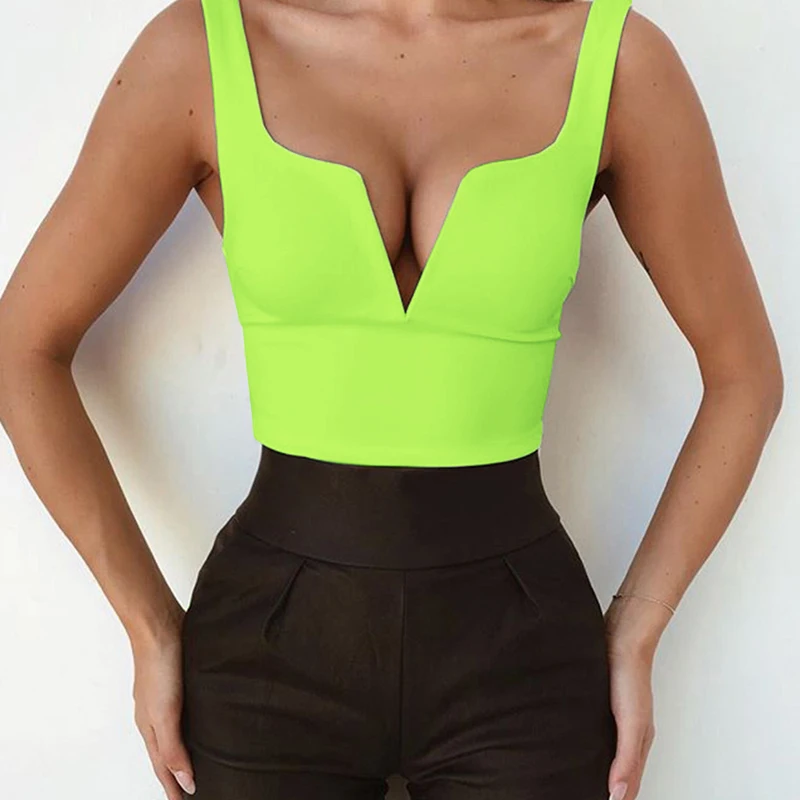 Women Crop tops Ladies Vest Nightclub Summer Solid Sexy Fashion Beach Slim Fit Camisole Sports V Neck Shirt Party | Женская одежда