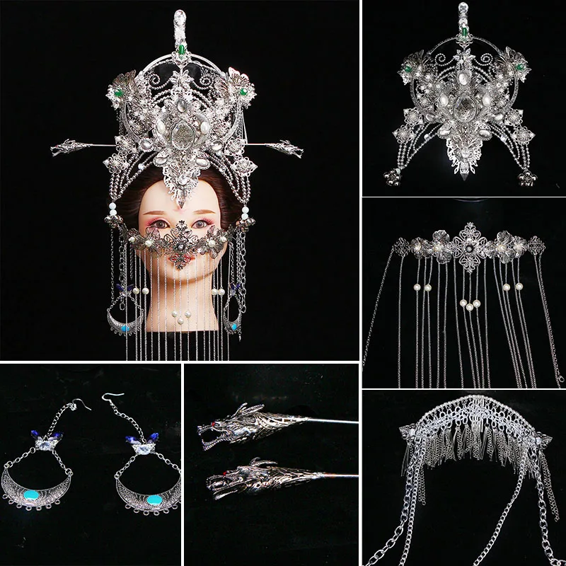 hair accessory set Ray-Ban МИАН Чжуан Для женщин Hanfu костюм фото дом тематические фотографии костюм Тан принцессы для сцены Hanfu - Цвет: hair accessory set