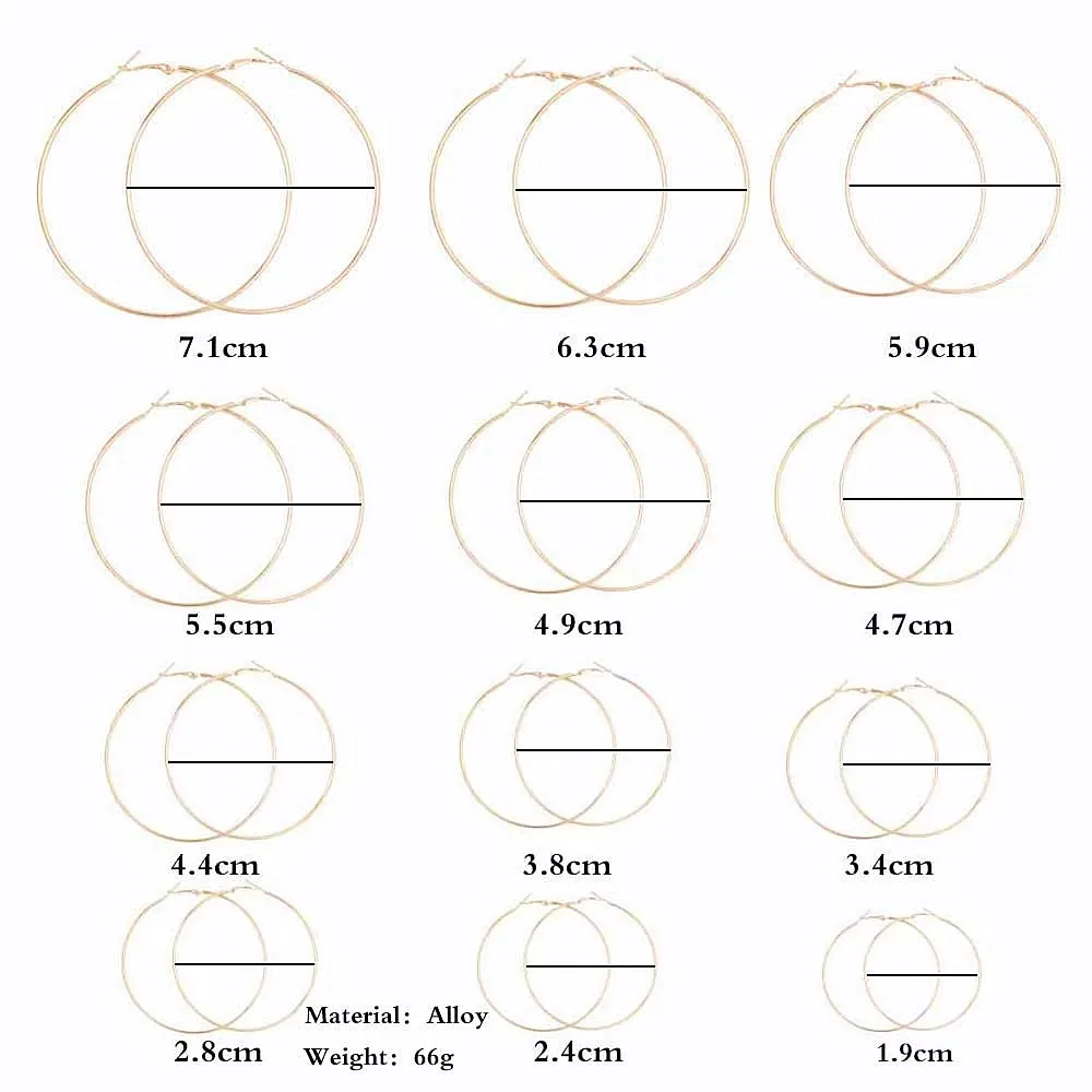 Женские круглые серьги кольца FNIO большие в стиле панк вечерние подарок 12 пар/лот