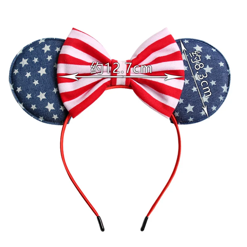 Mickey Ears Headband Minnie for Women Independence Day Hair Bow Mouse American Flag Girls Accessories | Детская одежда и обувь