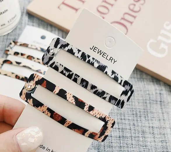 Women Hair Accessories Girls Barrette Geometric Rectangle Korean Clips Leopard Foil Hairpins Clamp Styling | Украшения и