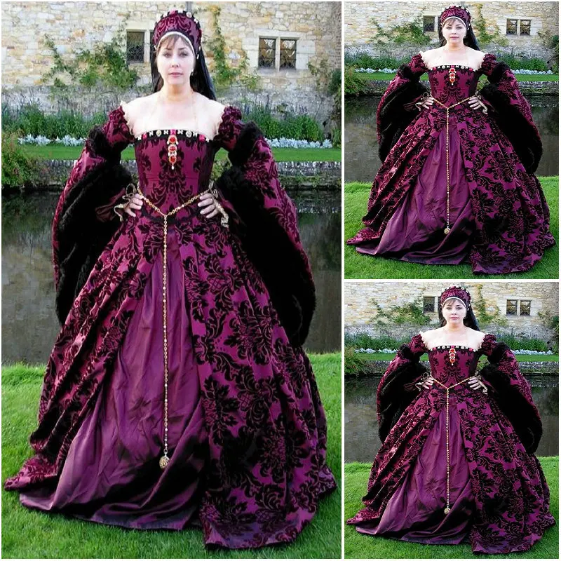 История! Роскошные фиолетовые винтажные костюмы на заказ платья эпохи