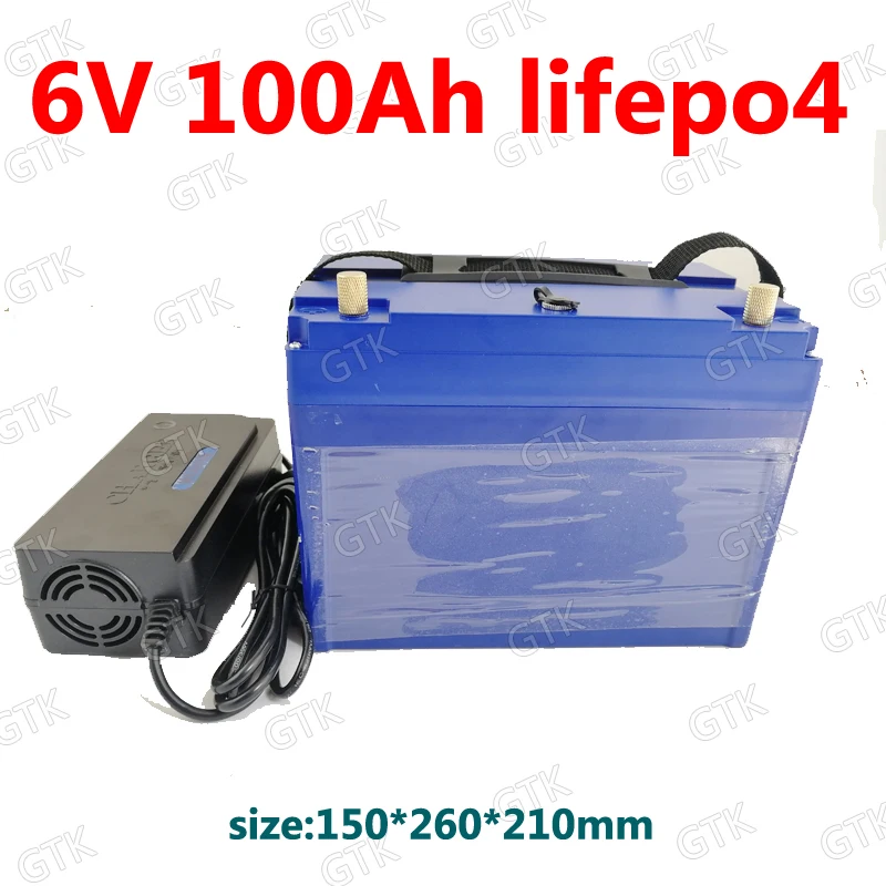 GTK 6В 100Ah Lifepo4 батарея 3 2 в BMS 2s 6 4 без свинцово кислотного инвертора EV солнечной