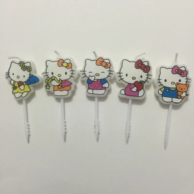 5 шт./компл. hello kitty мультфильм тема свечи для торта на день рождения товары