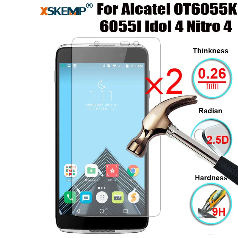 XSKEMP 2 шт./лот 2.5D 9H твердое закаленное стекло для Alcatel OT6055K 6055I Idol 4 Nitro защитная
