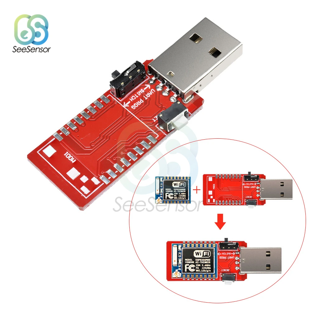 Модуль приемопередатчика CH340 CH340G USB в ESP8266 ESP 07 ESP07 с последовательным wi fi адаптером