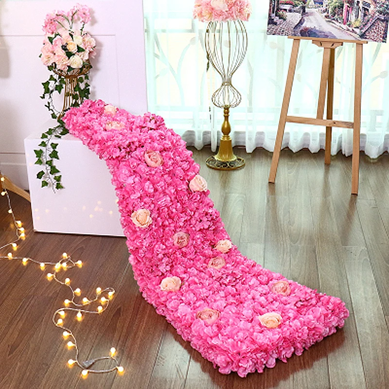 Light pink flower Искусственный шелк цветок стена роза искусственный цветок голова Гортензия ряд цветов стены сцена фон для дома Свадебная вечеринка украшения - Цвет: Light pink flower