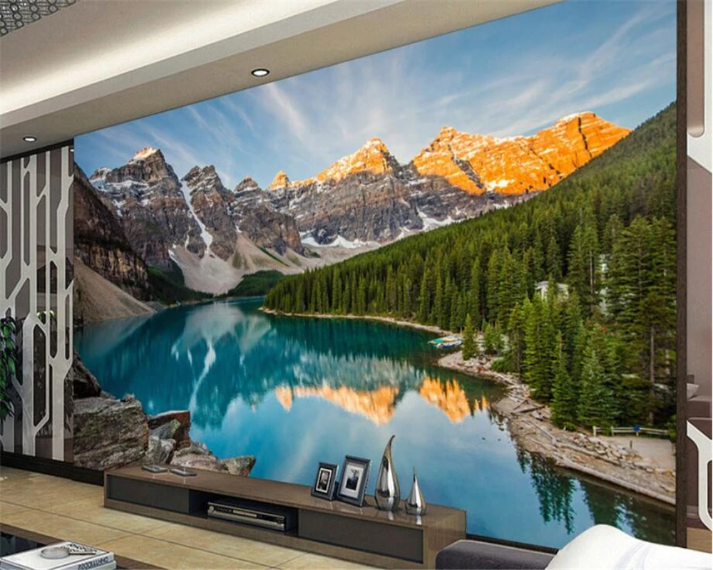 Пользовательские HD вода снег горы пейзаж фото обои Декор живопись 3d для стен 3 d |