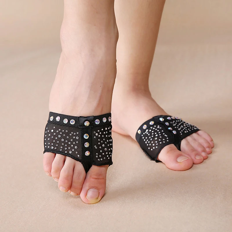 Черные подушечки для ног с блестящими стразами стринги полутуфли лапы танцев