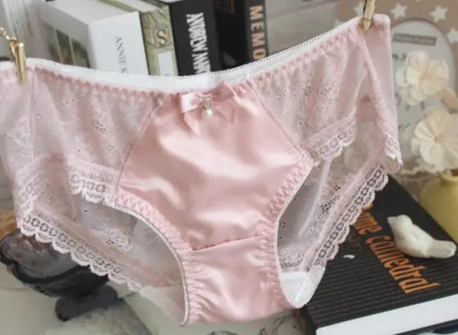 Реальные фотографии, Размеры M, L, XL, хорошее качество,, милая Лолита, кавайная принцесса, Сексуальная атласная Женская пижама с кружевом, трусики, нижнее белье, трусы WP382