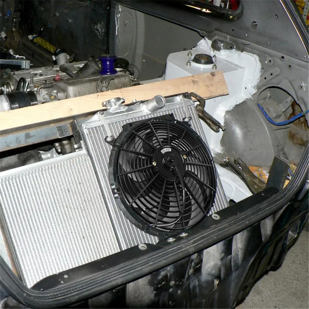 

Universal 14'' Car Water Oil Cooler DC12V 90W Pull/Push bend Black Blade Electric Cooling Radiator Fan For Car Kart Buggy