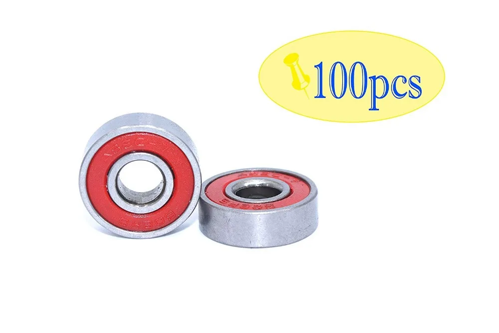 100 шт 608-2RS скейтборд подшипник, подшипники качения черный/красный/синий, 8x22x7 мм