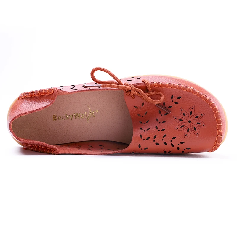 Лоферы BeckyWalk женские из натуральной кожи перфорированная подошва без застежки