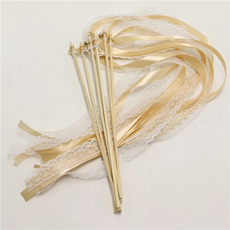 100 шт./лот свадебное украшение для вечерние белая лента цвета шампанского палочки