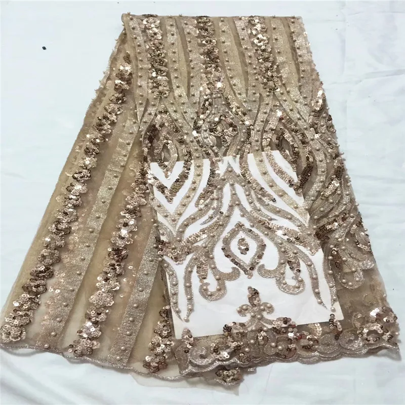 High Quality Nigerian Lace Fabrics 2019 African French Net Fabric Tulle Mesh With Beaded For Party BK003 | Дом и сад