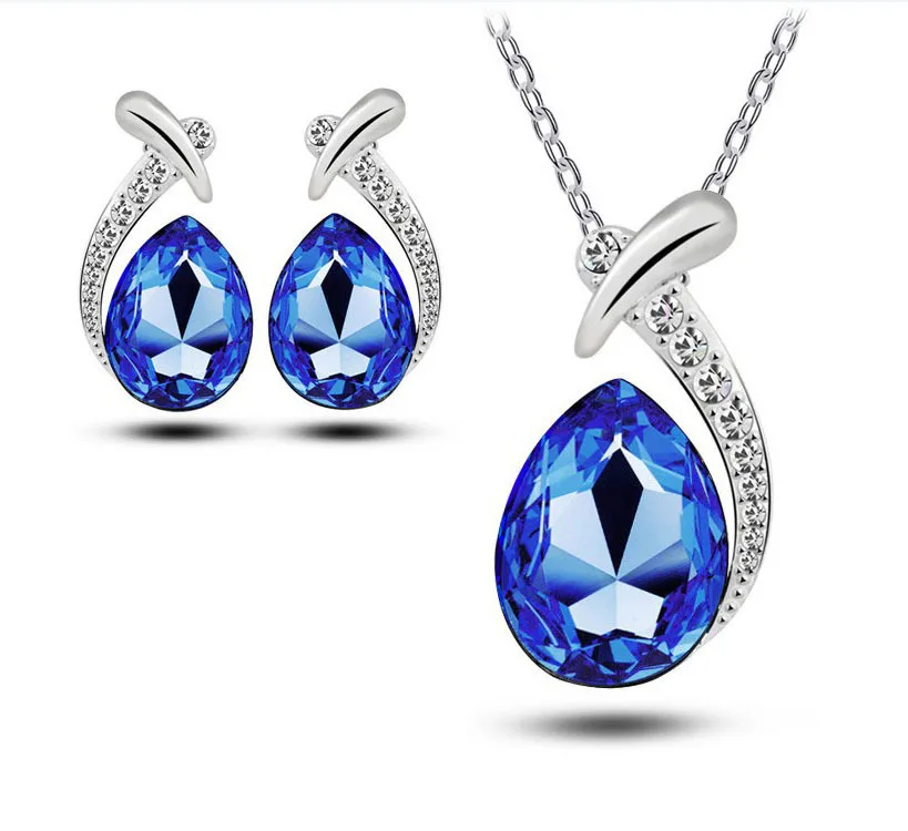 2017 искусственные подвески в форме капли воды ожерелье серьги-гвоздики ювелирные