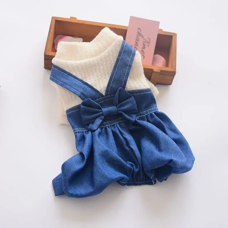Брюки для щенков джинсовые штаны на бретелях собак одежда маленьких кошек и | Дом