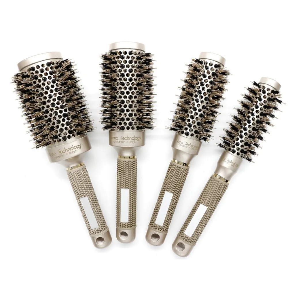 

25/32/45/53mm Nylon & Bristle Hair Round Brush Ceramic Aluminium Hair Comb Professional Hairdressing Brush Barber Styling Comb