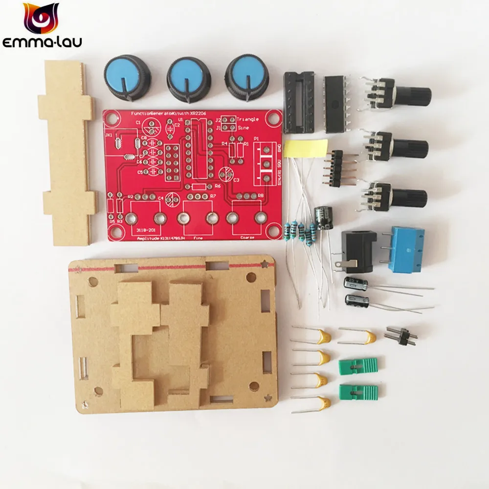 

XR2206 функциональный генератор сигналов DIY Kit синус/треугольник/квадратный выход 1 Гц-1 МГц Регулируемая амплитуда частоты + чехол