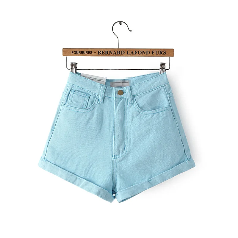 Fashion Slim High Waist Women Denim Punk Shorts Preppy Style Loose Casual AA Jeans Short Student Female Thin Solid Color Summer | Женская