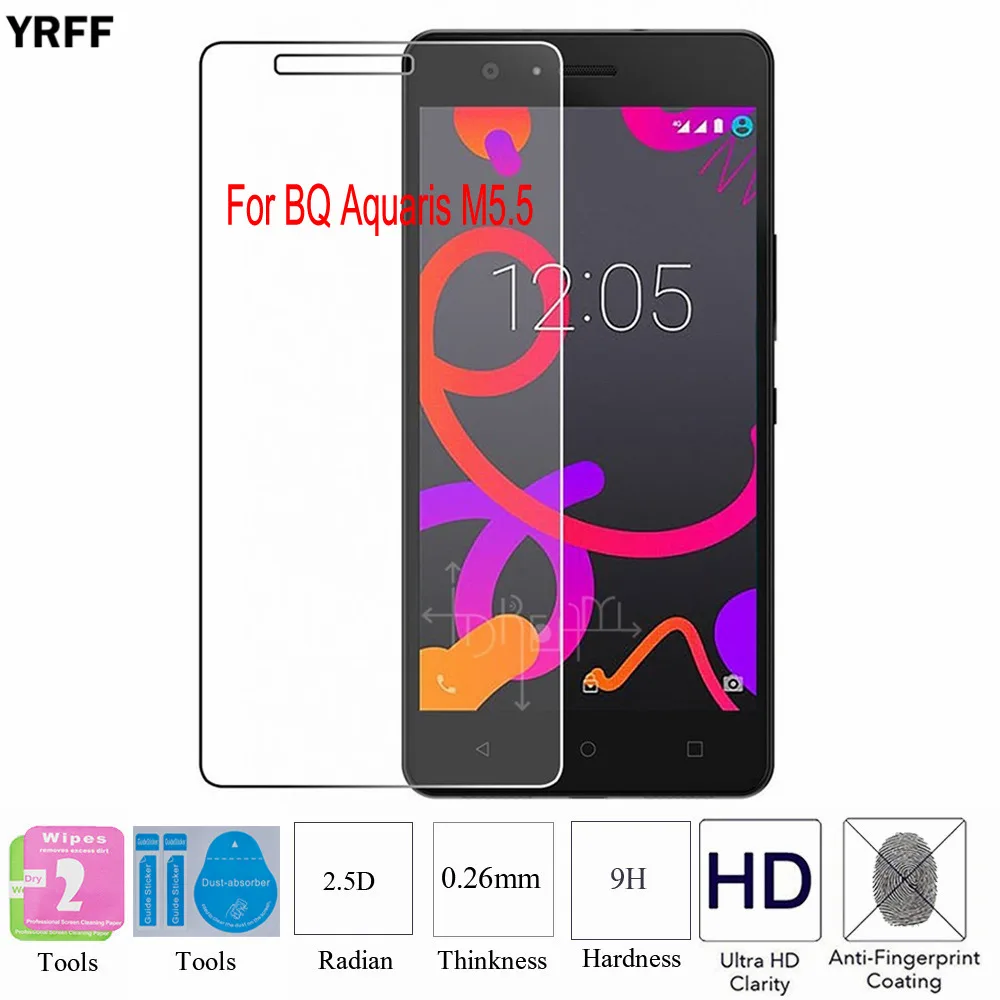 

2PCS 2.5D 0.25mm 9H Tempered Glass Screen Protector Protective Film For BQ Aquaris M5 M5.5 m 5.5 Free Tools