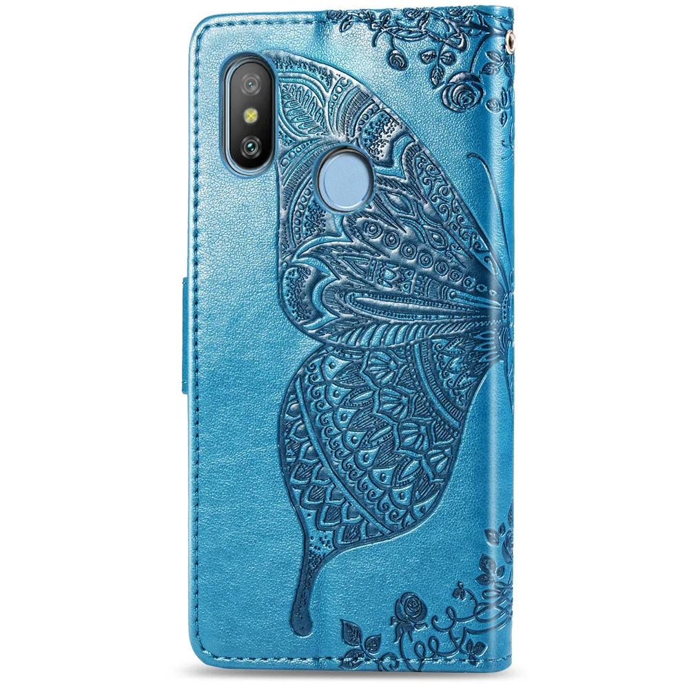 Кожаный флип-чехол для Xiaomi Redmi 6 Pro чехол-держатель телефона с бабочкой из