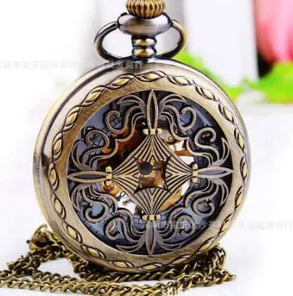 Механические китайские карманные часы скелетоны в стиле стимпанк с узлом