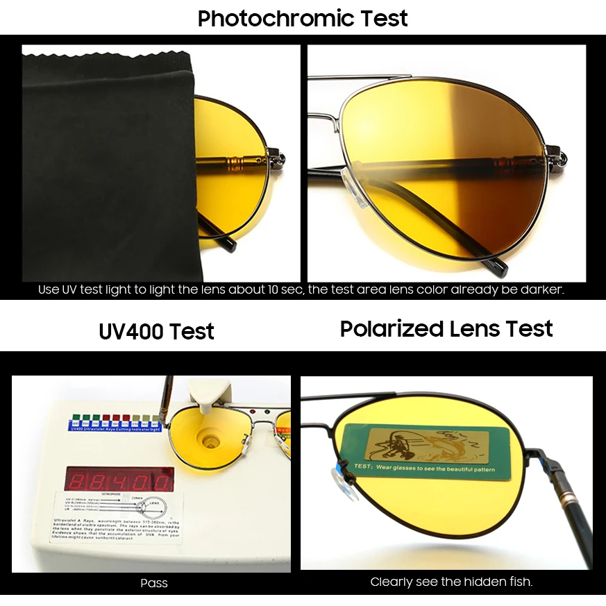 VIVIBEE Для мужчин фотохромные Ночное видение поляризационные солнцезащитные очки