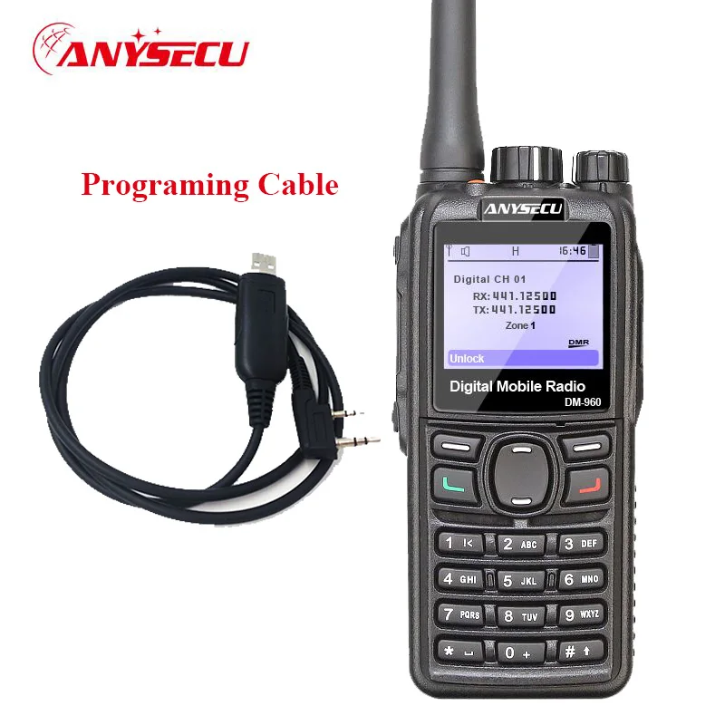 Anysecu рация ПМР DM-960 TDMA радио DM960 VHF UHF с gps двойной слот раз совместим с MOTOTRBO с usb-кабелем