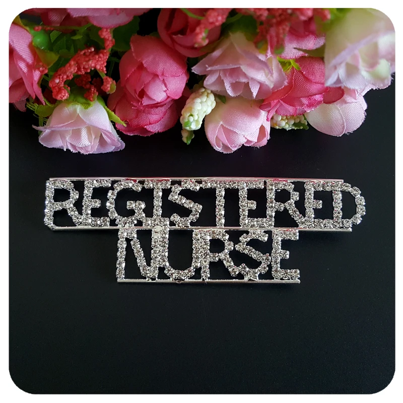 Professions Theme Crystal Lapel Pin &quotREGISTERED NURSE&quot Word Brooch Gift | Украшения и аксессуары