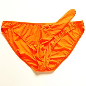 orange Мужские шелковые мягкие трусы для пениса, нижнее белье, мужское нижнее белье, трусы для взрослых - Цвет: orange