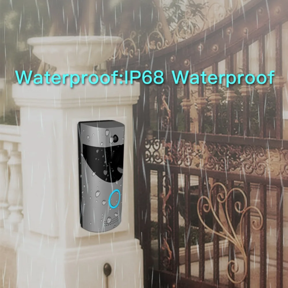Wi-Fi видеокамера на дверной звонок IP68 Водонепроницаемая 720P видео в режиме