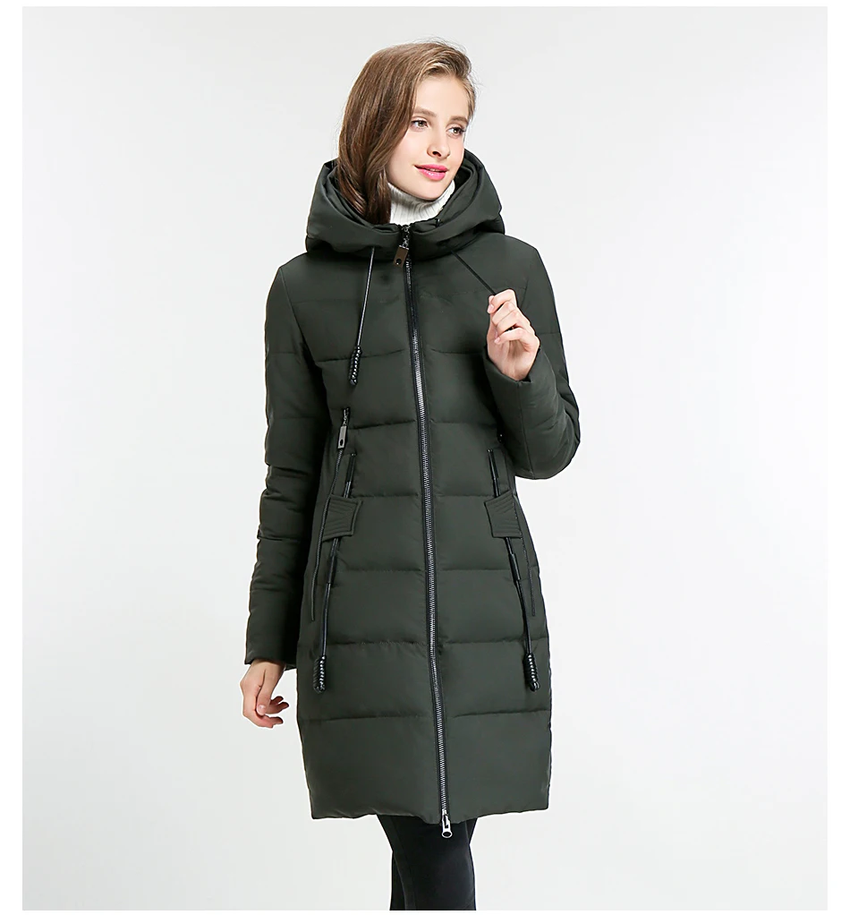 Eurasia New Women Winter Jacket Full Stand Collar Hooded Design Slim Outerwear Coat Warm Parka Lady Clothing Y1700010
