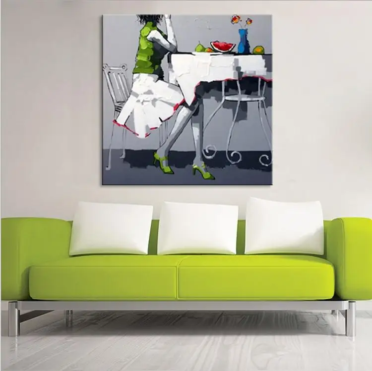 

Fameless Beautiful Girl Picture Wall Art 100% Handmade Oil Painting on Canvas for Kitchen Room Decoration No Frame