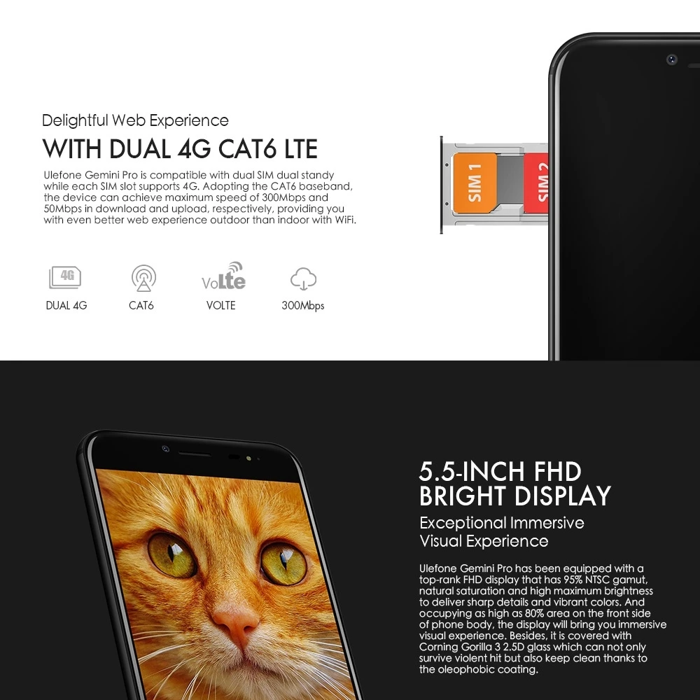 Оригинал Ulefone Близнецы Pro мобильный телефон 5 дюймов 4G 3680 мАч Android 7 1 MTK6797