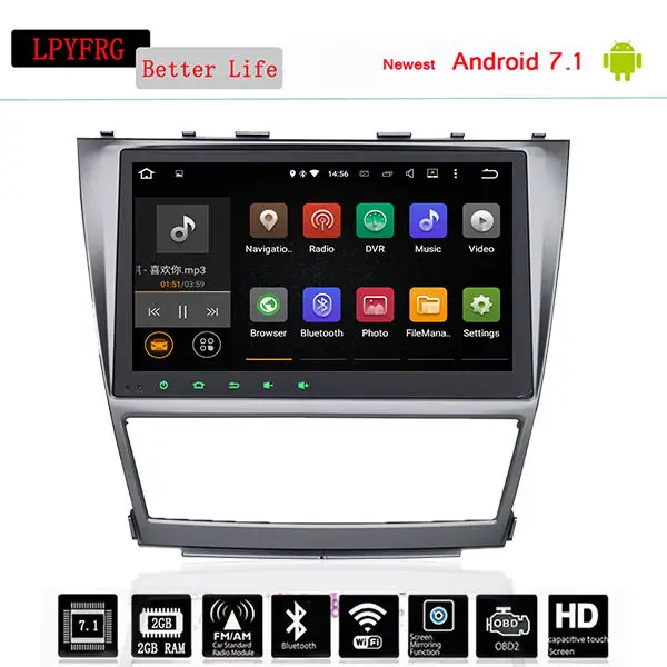 Автомобильный DVD-плеер с GPS 10 2 дюйма 1024*600 android 0 для Toyota Camry 2007-2011 навигация радио