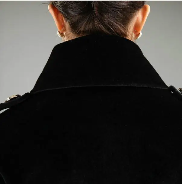 Двубортный Тонкий шерстяной Тренч с поясом Женский кашемировый длинное пальто |