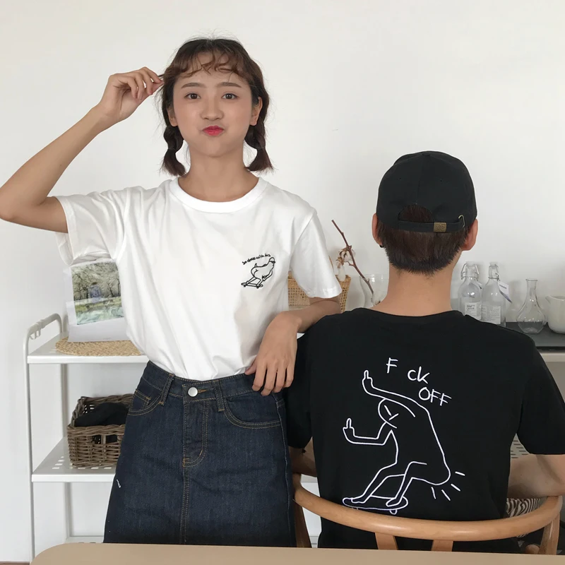 Женская Повседневная футболка Ulzzang Harajuku Kawaii С мультяшным принтом и круглым