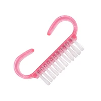 1pcs pink nail brushes soft remove dust nail art plastic cleaning brush with handle gel polish manicure tools