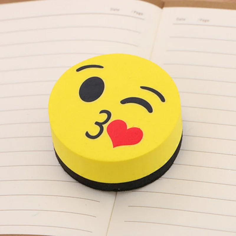 2PCS Yellow Smile Face Whiteboard Eraser Magnetic Board Erasers Wipe Dry School Blackboard Marker Cleaner Styles Randomly Sent | Канцтовары