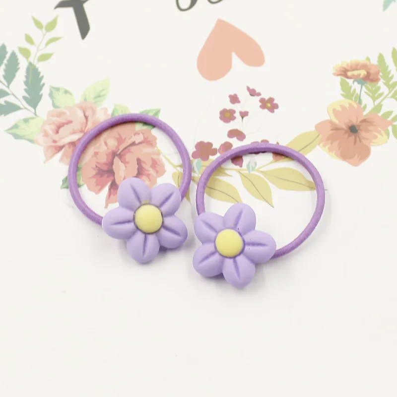 12PC Purple Flower 1 12 шт./лот 3 см Детские резинки для волос аксессуары для волос модные милые резинки для волос Веревка для девочек детские головные уборы - Цвет: 12PC Purple Flower 1