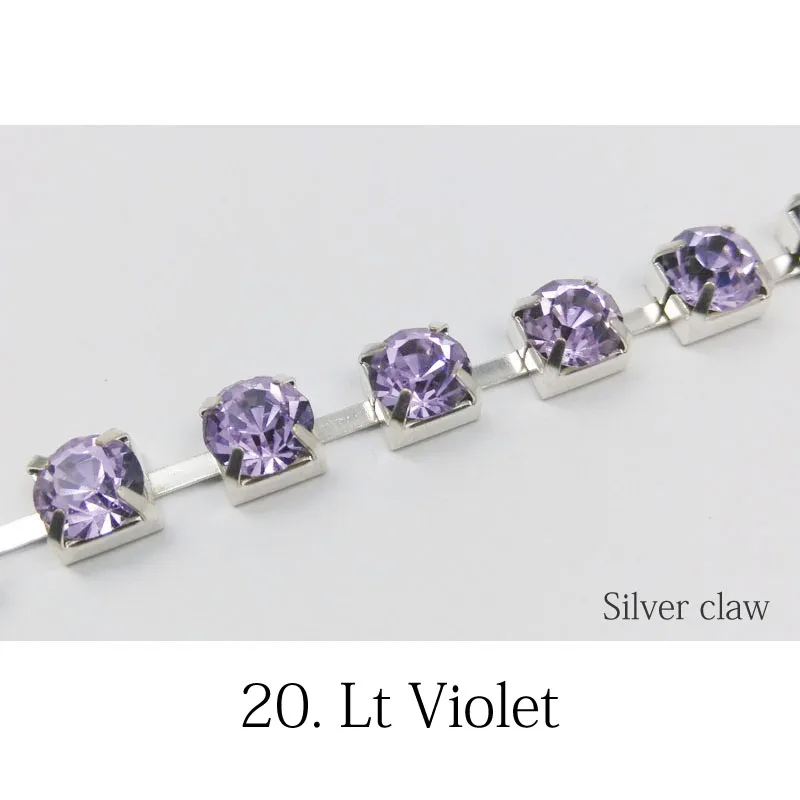 Lt Violet Новая распродажа SS28 с украшением в виде кристаллов Стразы Кубок цепи 1/3/5 ярдов 32 цвета кристаллами серебряные цепочки для одежды и платьев - Цвет: Lt Violet
