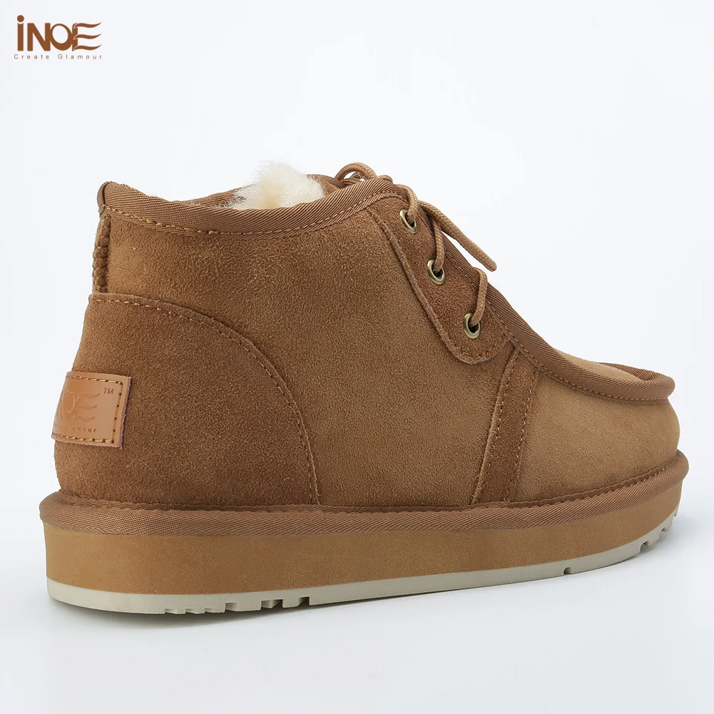 Мужские зимние ботинки на шнуровке из натуральной овечьей кожи|boots snow boots|boots