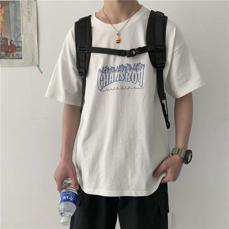 Летняя новая футболка Мужская модная повседневная с круглым вырезом и короткими