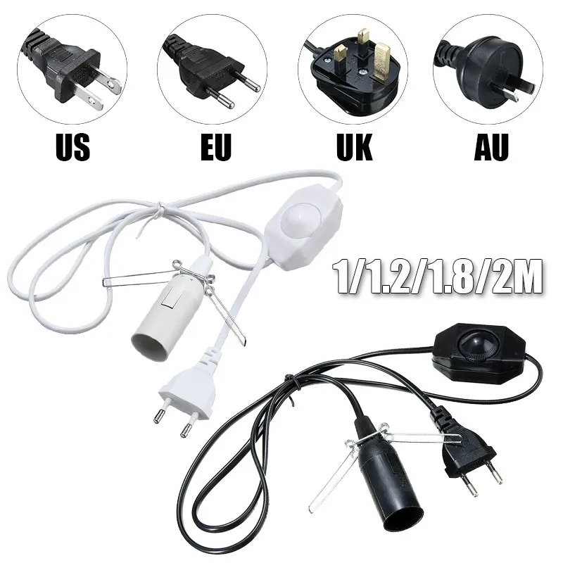 Smuxi US/EU/UK/AU вилка 1/1. 2/1. 8/2 M E14 основание светильника Электрический Мощность с диммером провод с переключателем для лампа из гималайской соли черного и белого цвета