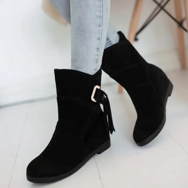 SJJH/женские ботильоны с круглым носком на плоской подошве без шнуровки из